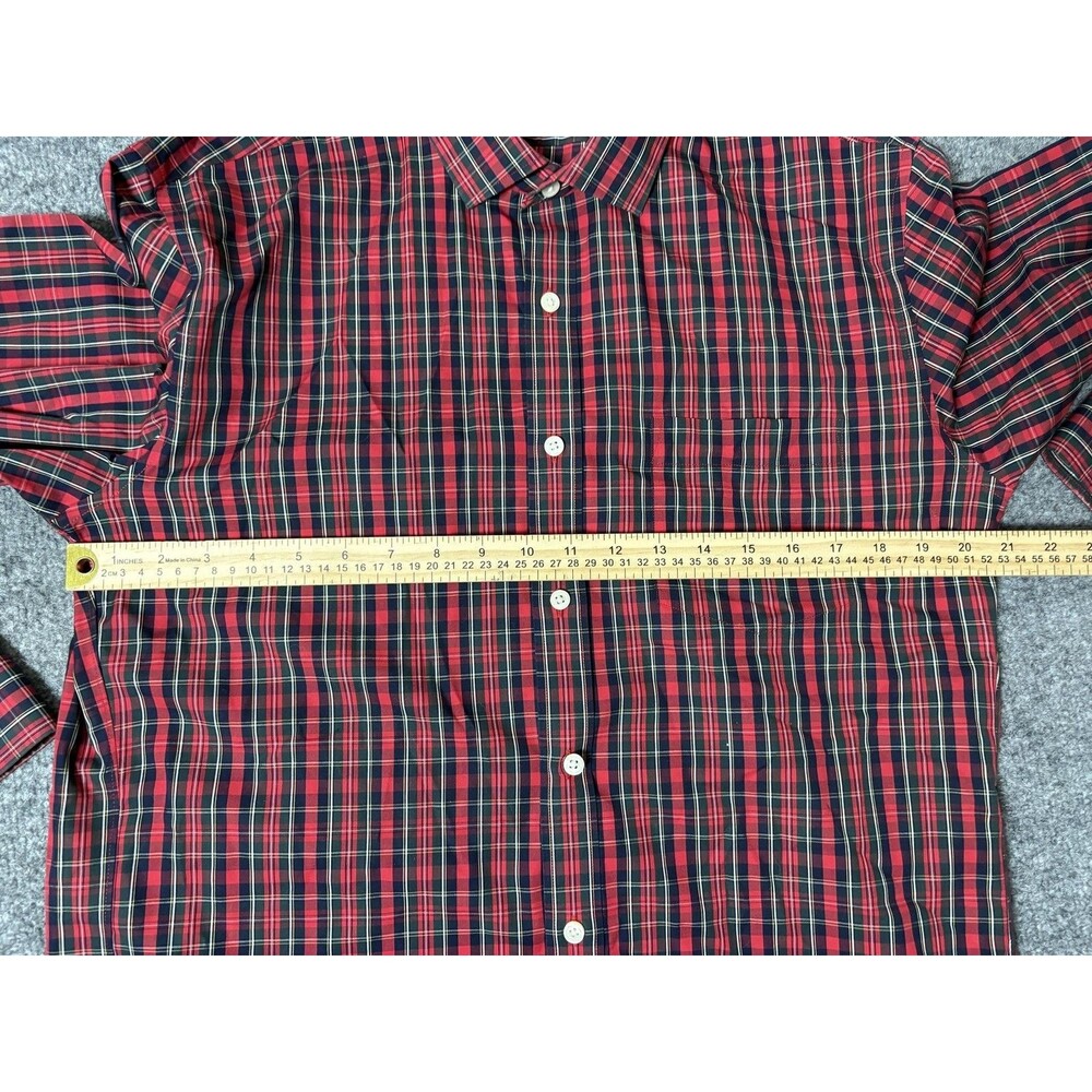 J.CREW Shirt Mens L Red Plaid Long Sleeve Wrinkle Free Button-Down Casual Cotton - Picture 3 of 5